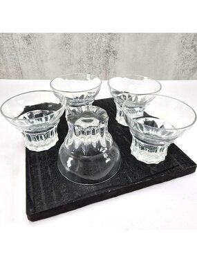 Glass Aperitif Glasses Set Of 5 Clear With Starburst Base Design VL5053